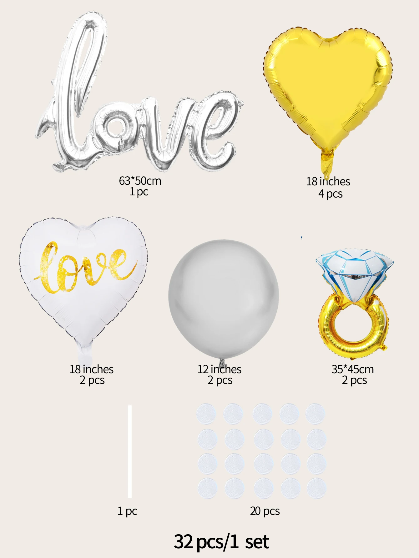 

Decoration Ramadan 2021 Wedding Decoration Globos White Happy Birthday Foil Ballon Anniversaire Set Kawaii Accessories