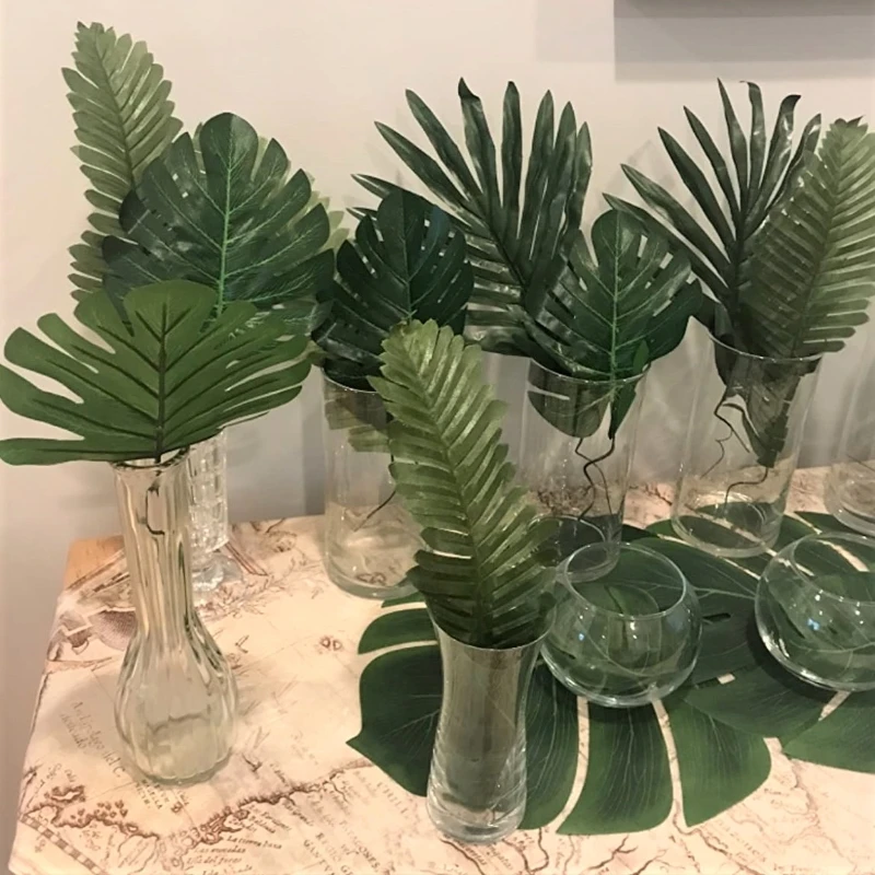 Фон для фотосъемки с тропическими пальмами и искусственными листьями 5