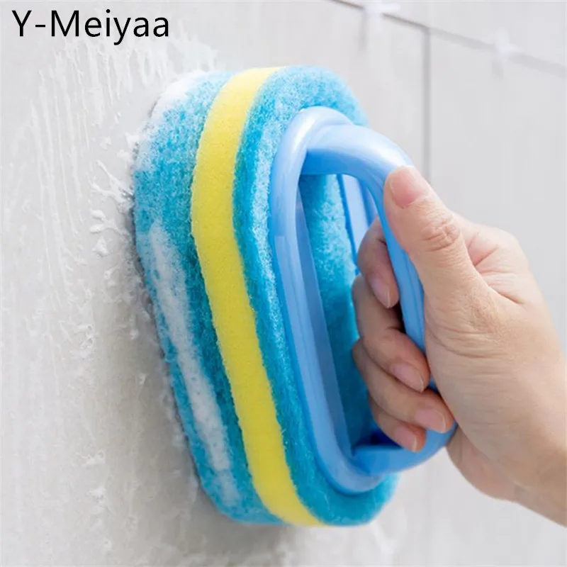 

1/2PCS Multi-function Sponge Brush Kitchen Bathroom Cleaning Sponge Brush Plastic Handle Sponge Bath Bottom Bathtub Brush 30#