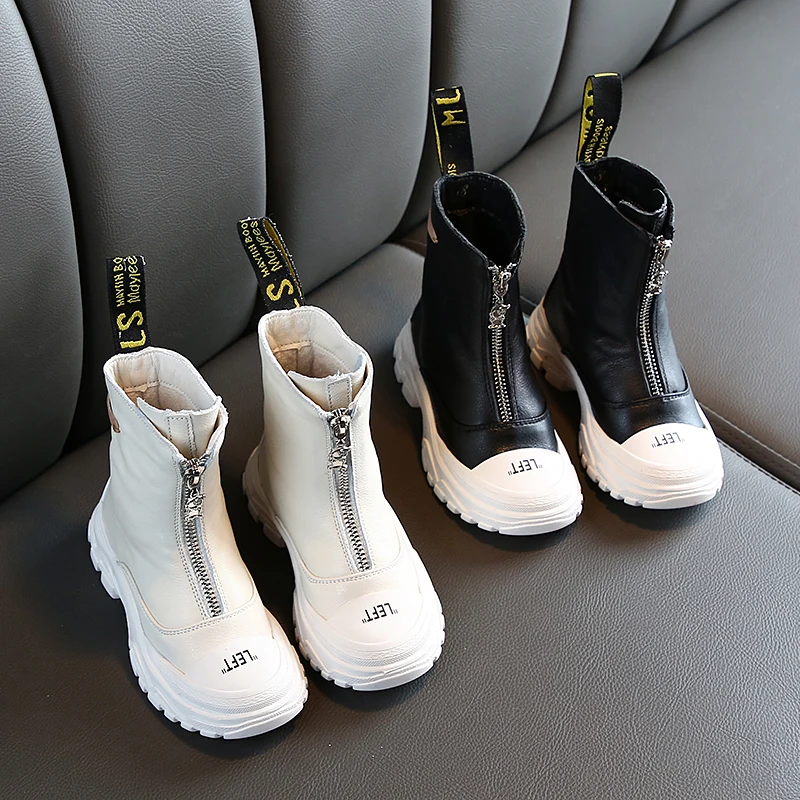 Детская обувь новинка 2019 модные кожаные ботинки Martin для мальчиков и девочек