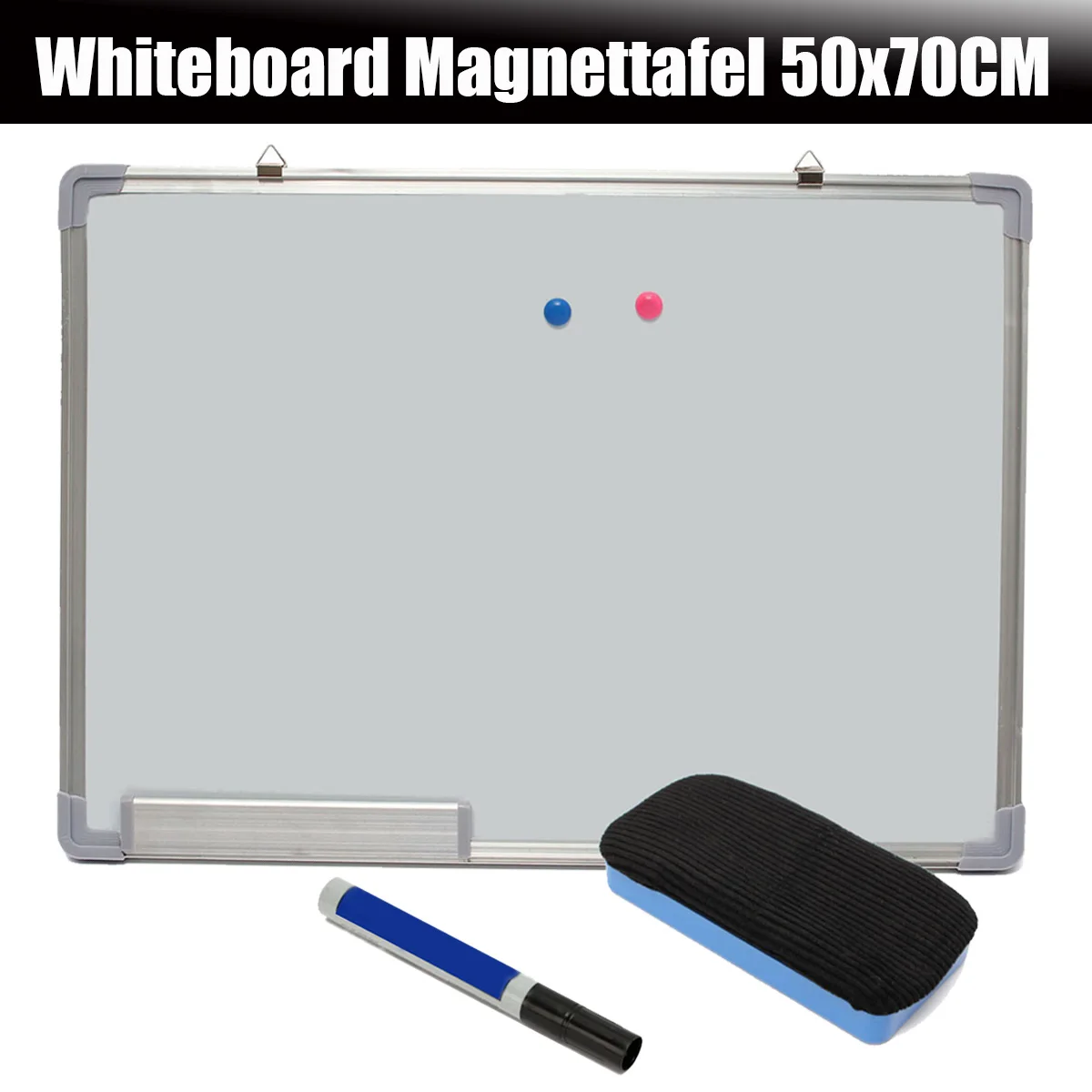 70x50CM Magnetic White Board With Pen Erase Magnet Buttons Single Side Hanging Whiteboard For Message Writing Drawing