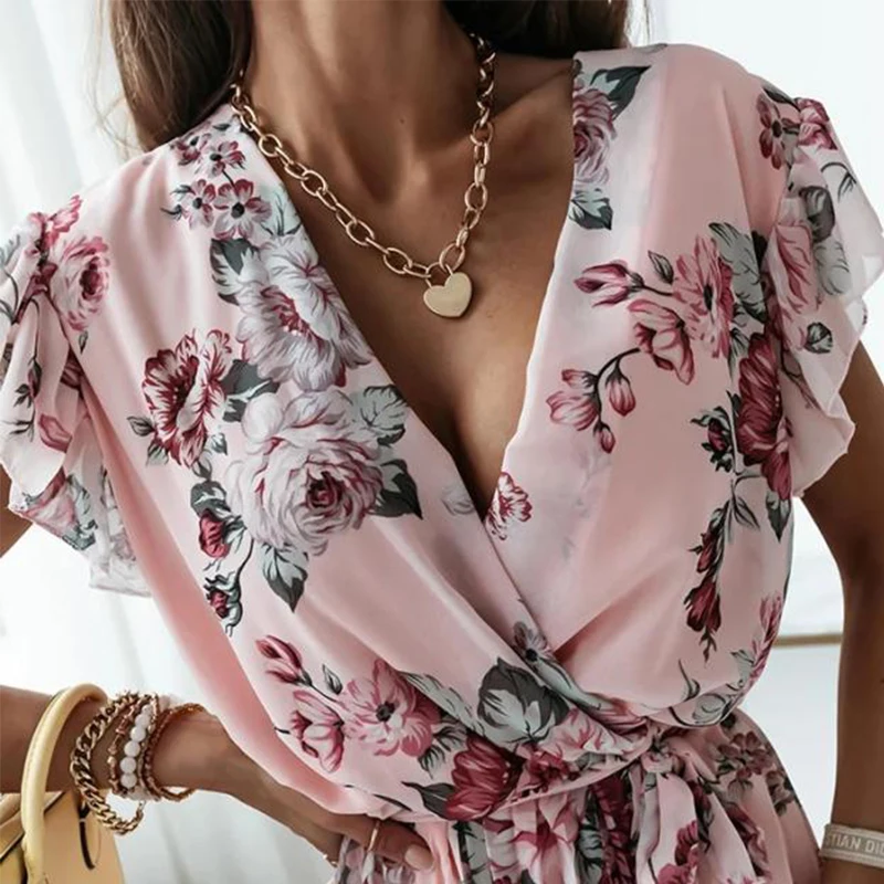 

Women Floral Print Pleated Dress 2021 Fashion New Sleeveless Loose Casual With Belt Dresses Woman Boho Elegant Summer Dress Robe