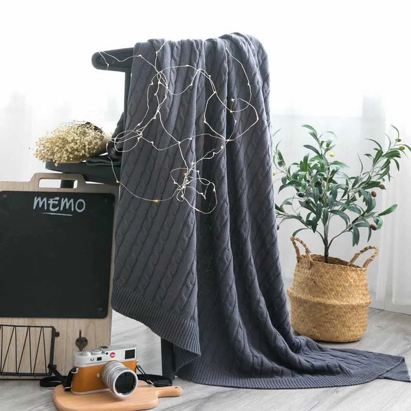 Вязаное домашнее теплое толстое одеяло кресло с откидывающейся спинкой