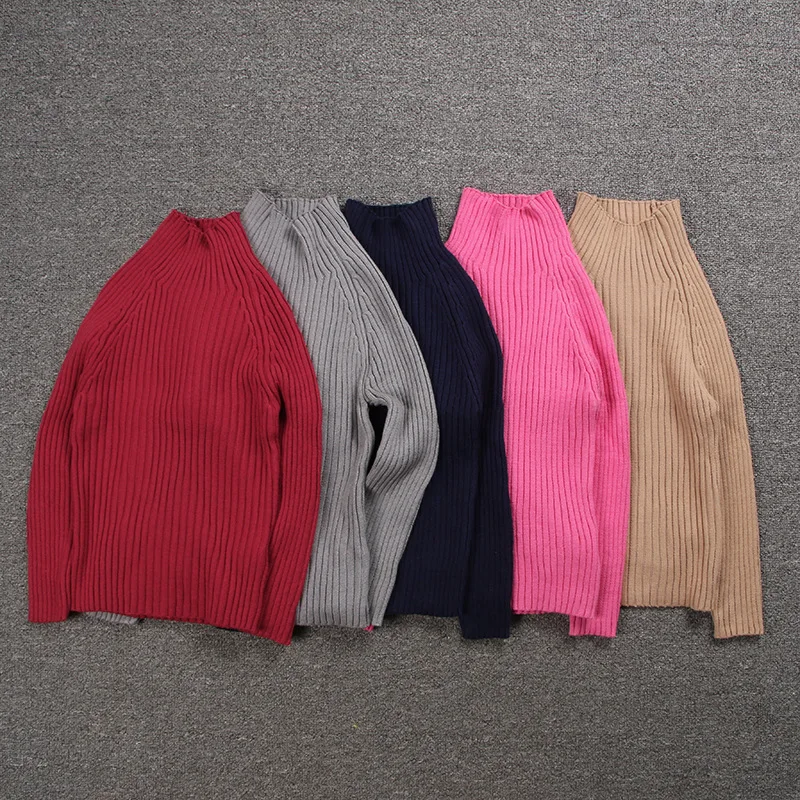 Детский вязаный свитер для девочек водолазка с длинным рукавом мальчиков и RT613