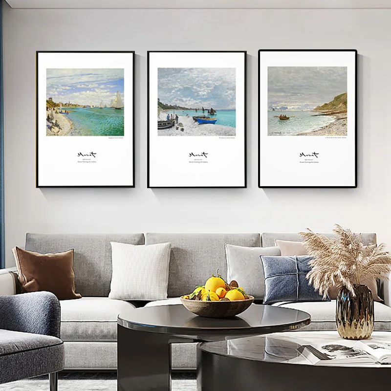 

Claude Monet Impression Seaside Beach Famous Landscape Canvas Painting On Art Poster Print Wall Pictures House Decoration Murals