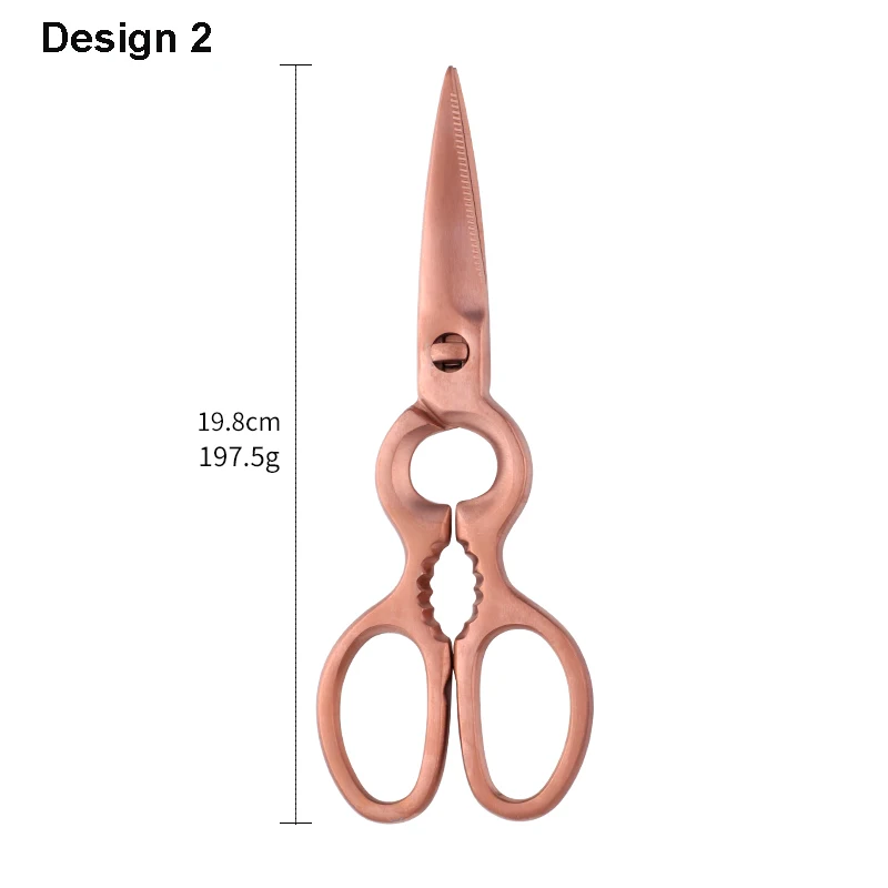 Design2 RoseGold-1Pc 1 шт. кухонные ножницы из нержавеющей стали, инструмент для мяса рыбы, Щелкунчик для бутылок, нож для костей, съемные кухонные инструменты - Цвет: Design2 RoseGold-1Pc