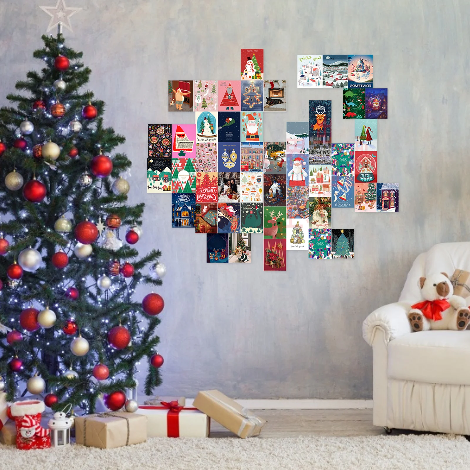 50Pc Christmas Series Aesthetic Picture Wall Collage Album Record Style Photo Modern Art Print For Bedroom Large Polite | Дом и сад