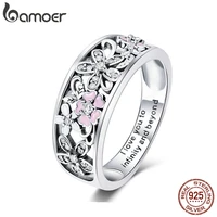 bamoer 925 sterling silver daisy flower infinity love pave finger rings for women wedding engagement jewelry scr390