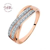 skm 14k solid rose gold diamond rings for women vintage engagement rings designer promise luxury fine jewelry