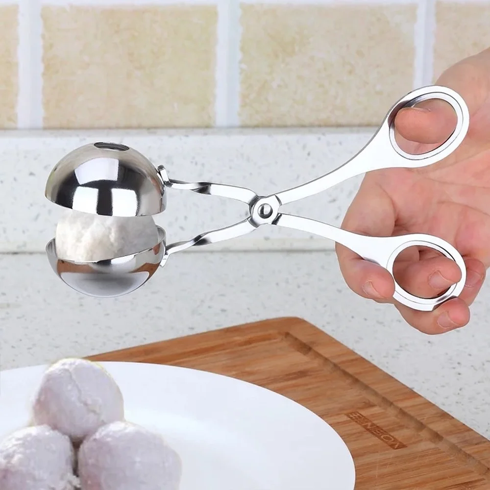 

1PC Stainless Steel Meat Baller Tongs Cake Pop Meatball Maker Melon Baller Cookie Scoop Cake Rice Dough Ice Tongs Kitchen Tools