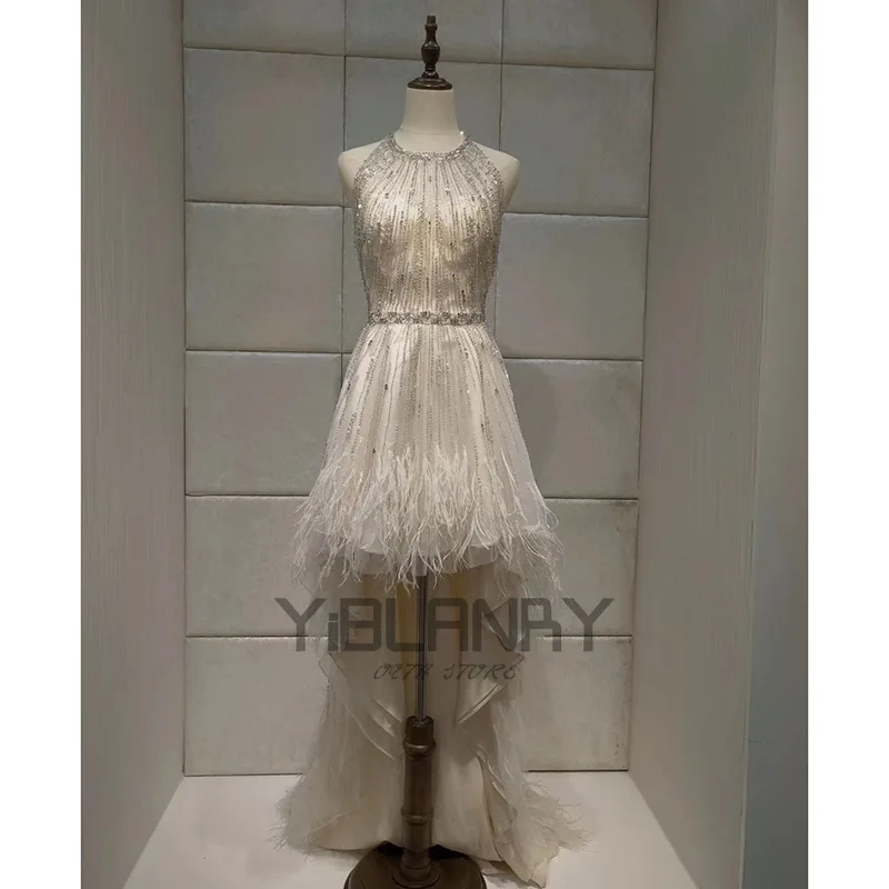 

YILIBER New Simple Wedding Dress Backless Sleeveless Design Chiffon Lace Bride Dresses Princess Dress Plus Size Tailor-made