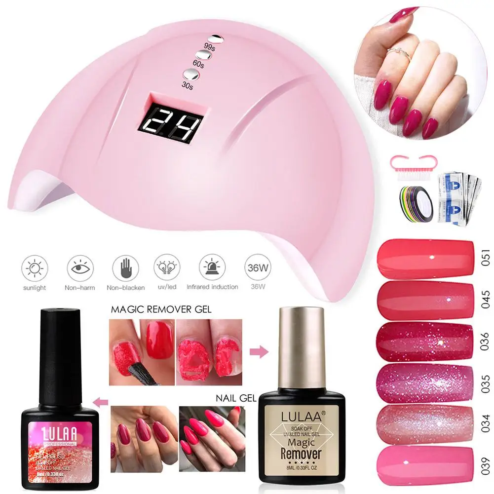 

Nail Set UV LED Lamp Dryer With 27 pcs Nail Gel Polish Kit Soak Off Manicure Tools Set electric Nail drill Nail Tools
