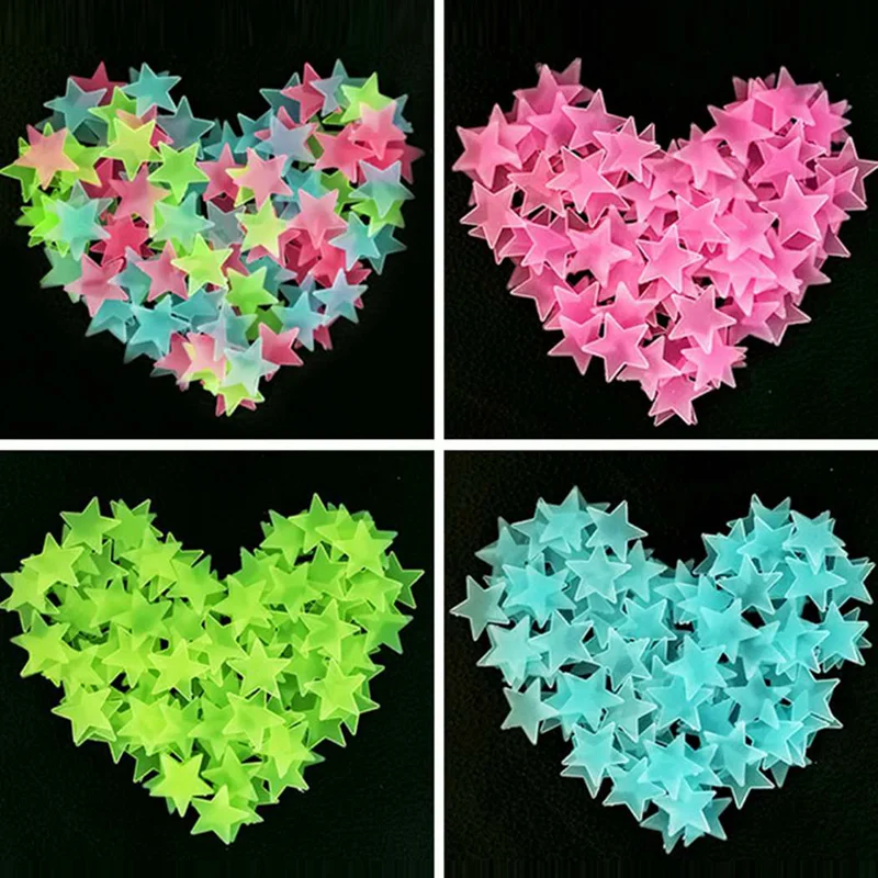 3D звезды светится в темноте мульти Цветной Пластик люминесцентные настенные