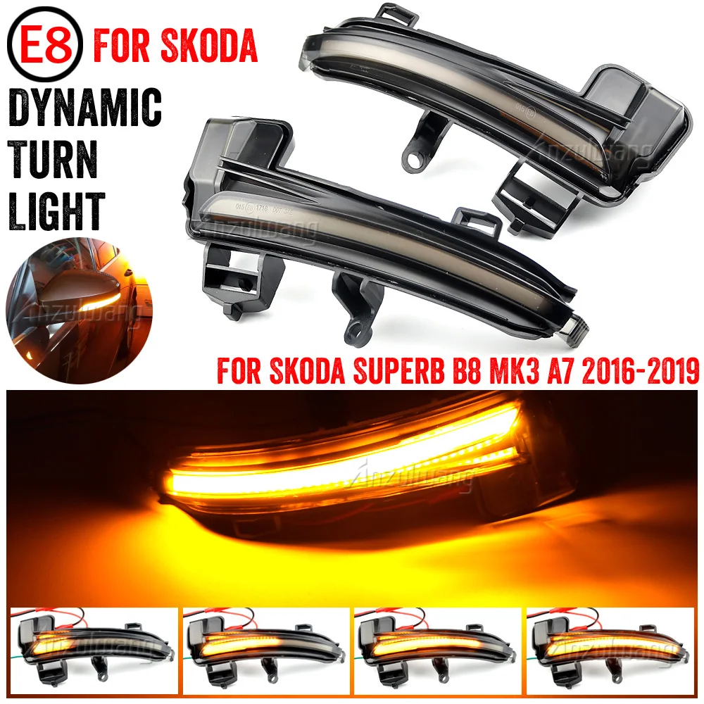 

2x Dynamic LED Turn Signal Blinker For Skoda Superb B8 MK3 III 3V A7 2016 2017 2018 2019 Sequential Indicator Side Mirror Light