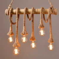vintage rope bamboo pendant lights loft lights hemp rope wood lamp industrial retro bulbs american style for diningroom bar shop