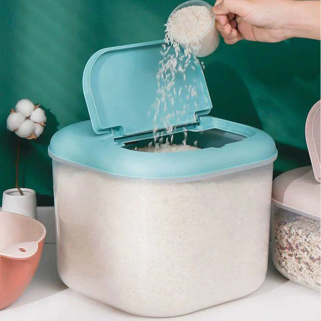 10 кг скандинавские насекомых коробка для хранения Риса контейнер зерна синий