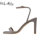 Сандалии Onlymaker Женские с пряжкой на щиколотке, босоножки с квадратным носком, выразительная Повседневная модная обувь на высоком каблуке, большие размеры, лето