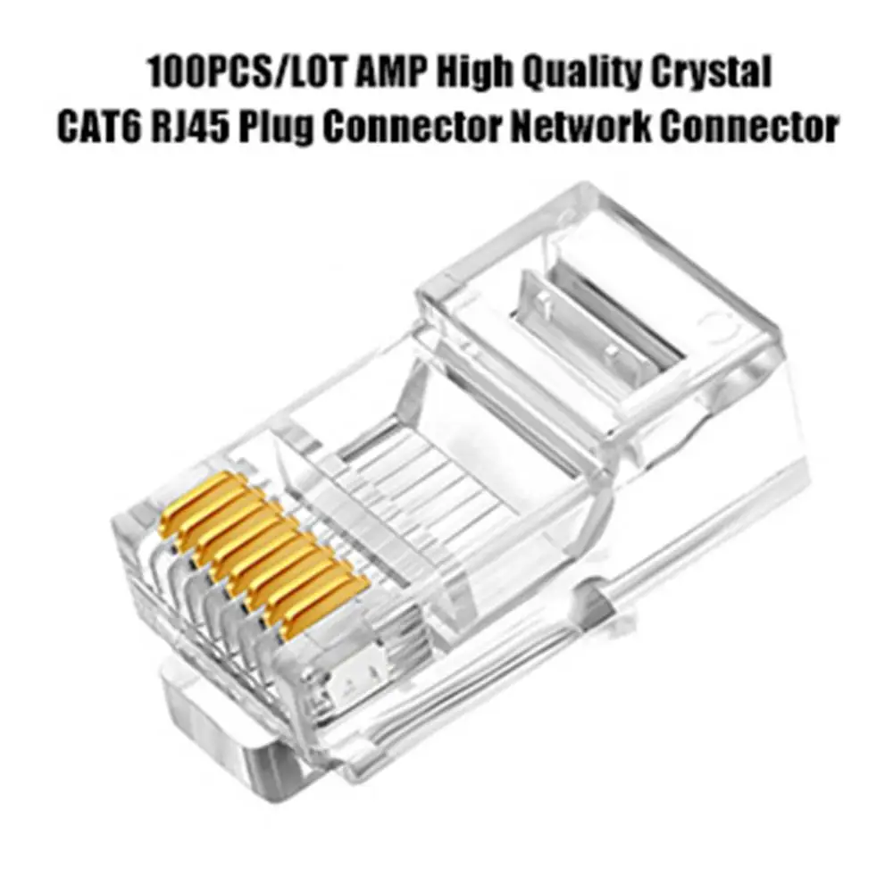 100 шт. AMP CAT6 RJ45 модульный разъем 8 Core Позолоченный сетевого кабеля