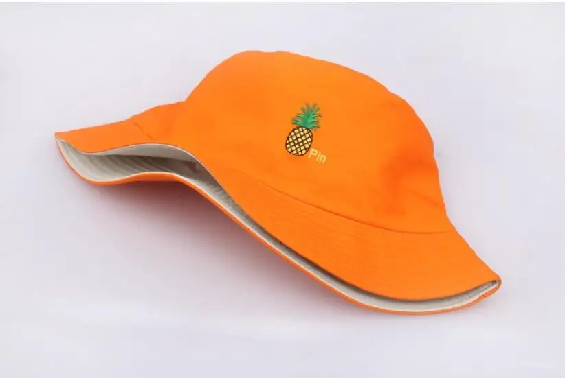 Панама унисекс в стиле хип-хоп пляжная шляпа с принтом ананаса оранжевого цвета