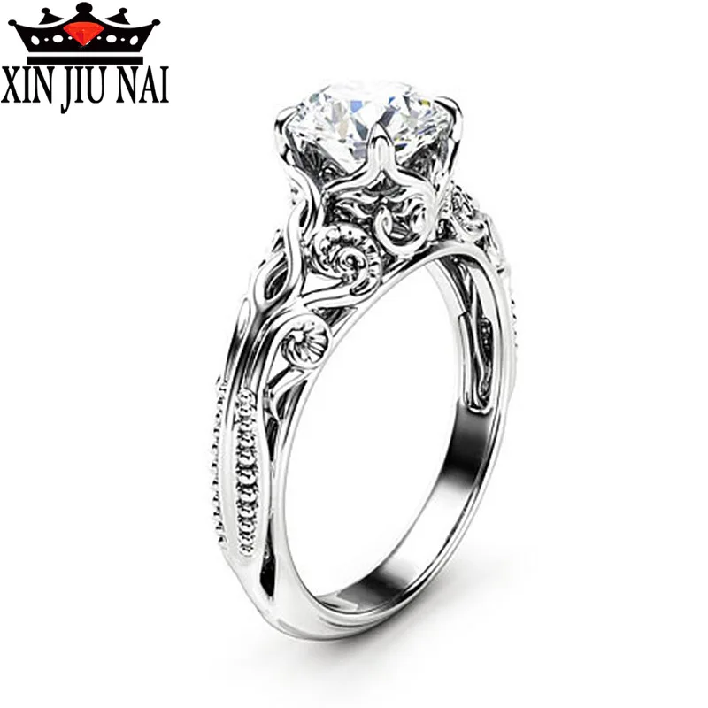 

Delicate Zircon Silver Antique Ring Exquisite Engagement Ring Fashion Jewelry Wedding Rings for Women Bague Femme Anillos Mujer