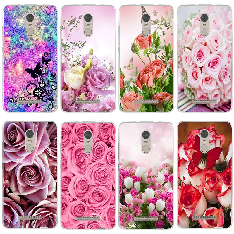 Мягкие силиконовые чехлы из ТПУ с красной бабочкой на белых розах для мобильных