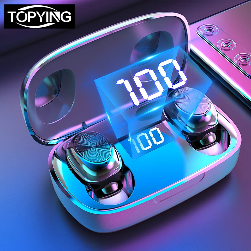 Беспроводные наушники TWS Bluetooth 5 0 мини стерео басы светодиодный дисплей питания