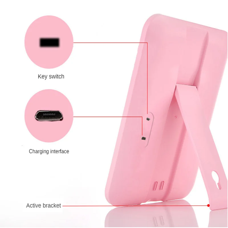 

LED Mirror Light Makeup Mirror with Light Net Red Home Rechargeable Square Mirror Portable Vanity Mirror Mirrors for Bedroom