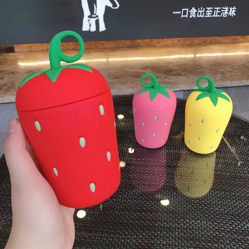 

Cute Glass Strawberry Water Bottle Creative Cartoon Children Portable Tea Kettle