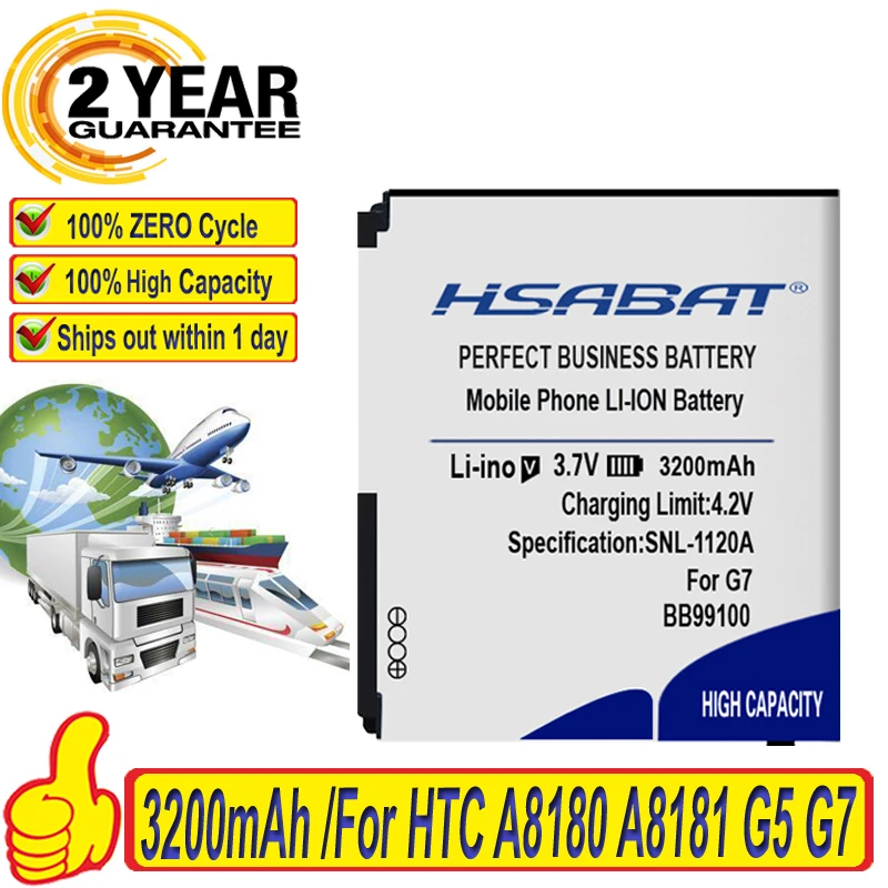 Аккумулятор HSABAT для HTC A8180 A8181 G5 G7 T8188 T9188 NEXUS ONE Desire / Bravo 3200 мАч BB99100|battery for|battery for htchtc