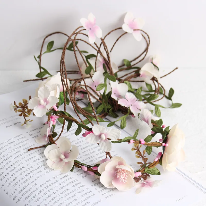 Сладкая Невеста Мори ротанг венок искусственный цветок головы волос с фото