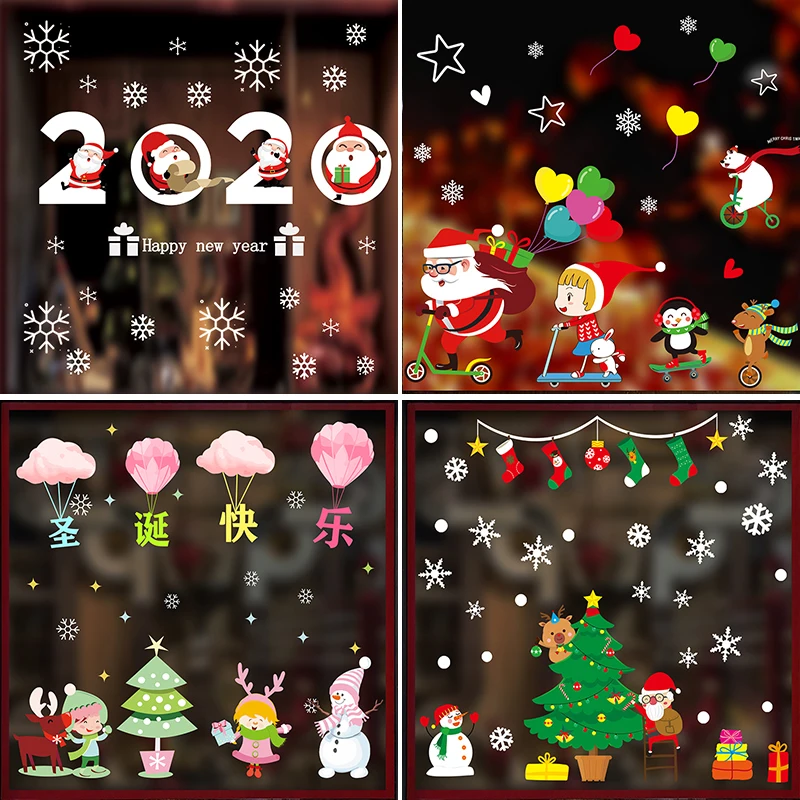 Рождественское украшение креативная наклейка на окна самоклеящаяся для в