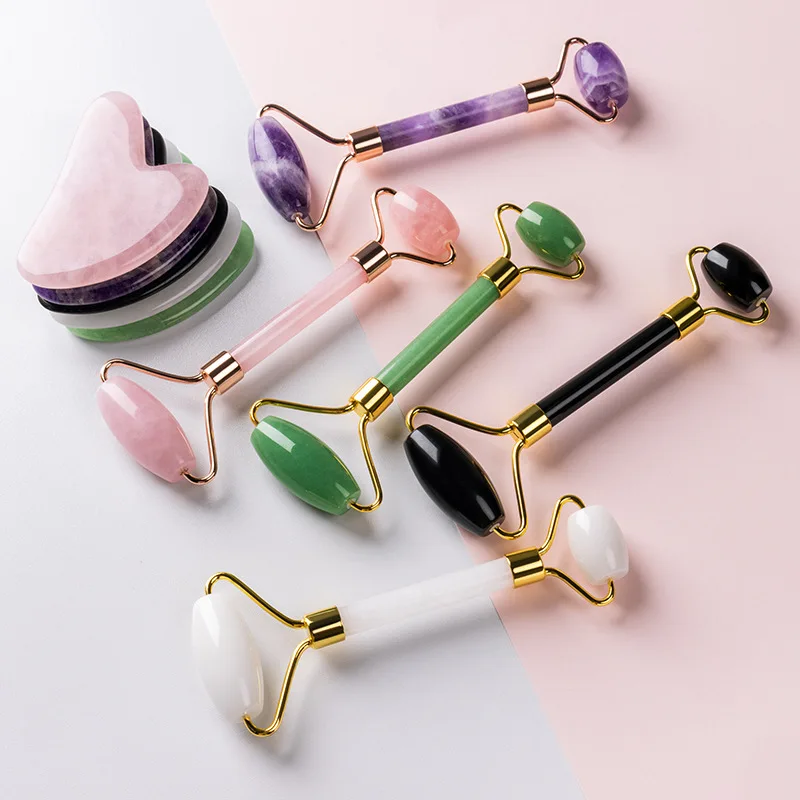 

100% Natural Guasha Face Massager Face Jade Roller Massage Gua Sha Scraper Beauty Tools Facial Roller Jade Microniddle Massager