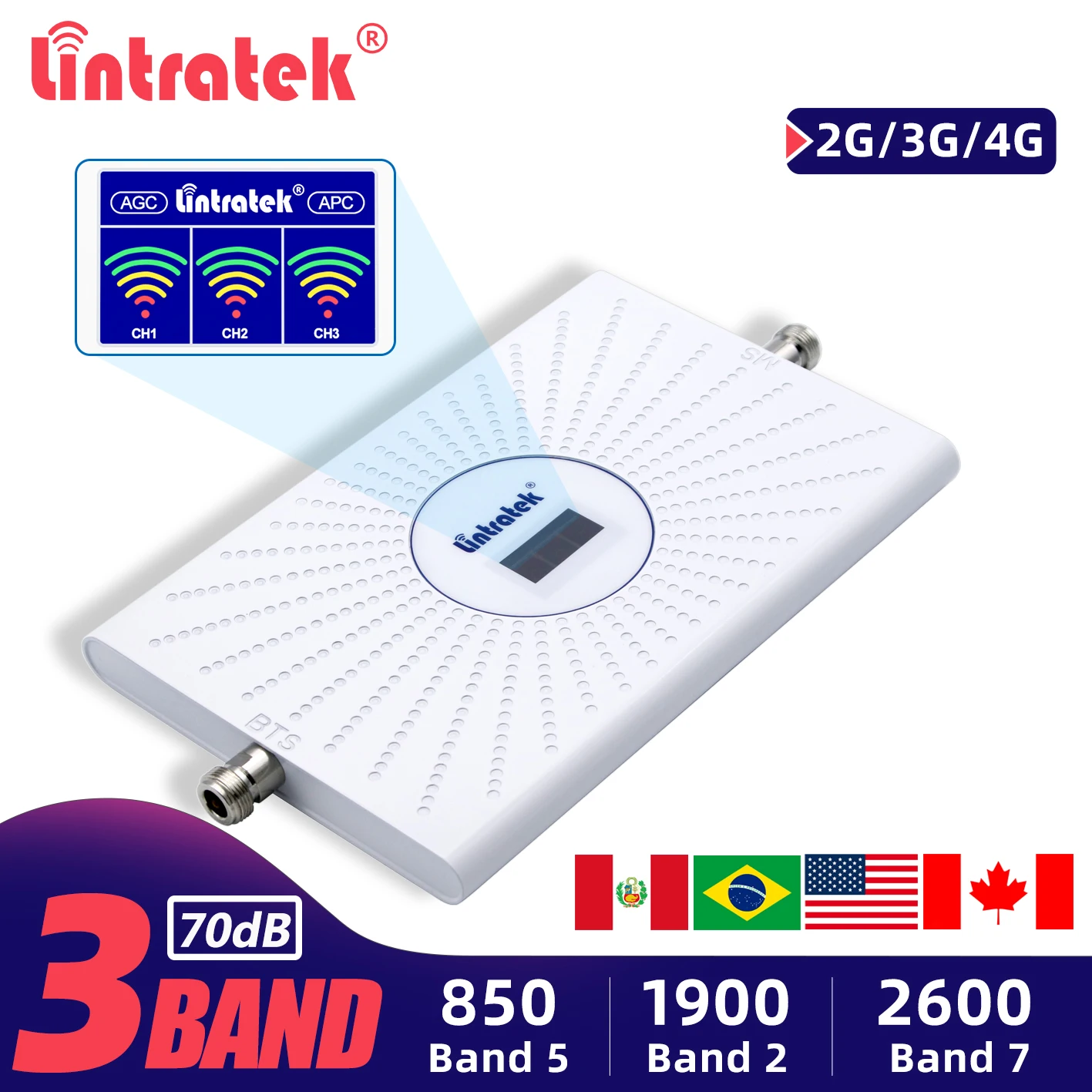 

Усилитель сотовой связи Lintratek AWS PCS CDMA 850 МГц, мобильный усилитель 2G 3G 4G LTE 2600 МГц