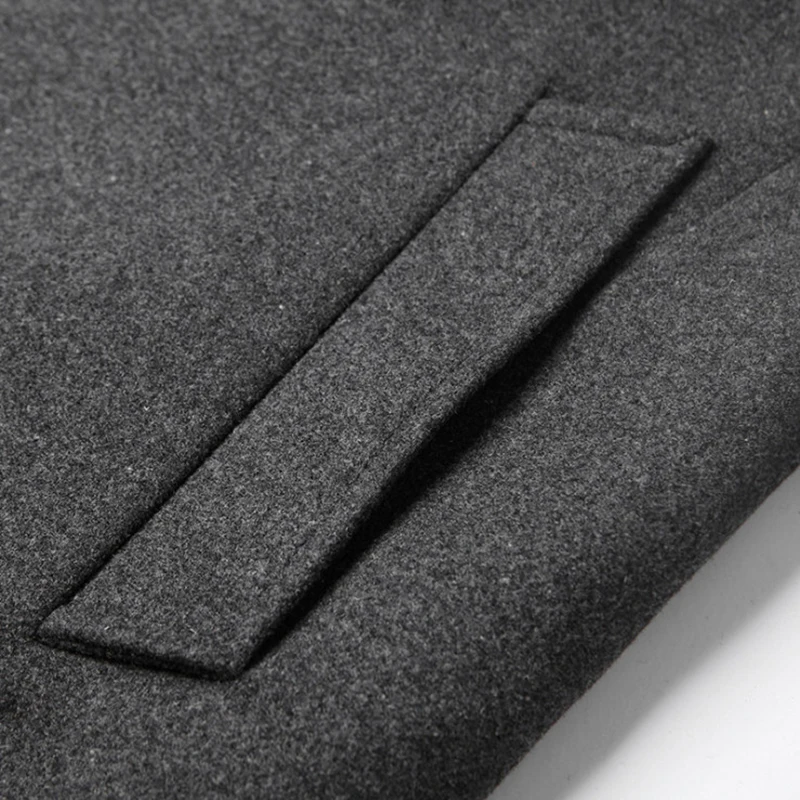 

New Boutique Men's Long Woolen Coats Turn-Down Collar Casual Wool Overcoat Male Single Breasted Slim Fit Trench Coat