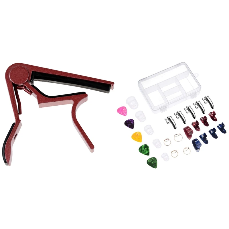 

Single-Handed Guitar Capo with Guitar Accessories Kit Including 18 Pieces Thumb and Finger Picks (3 Types)