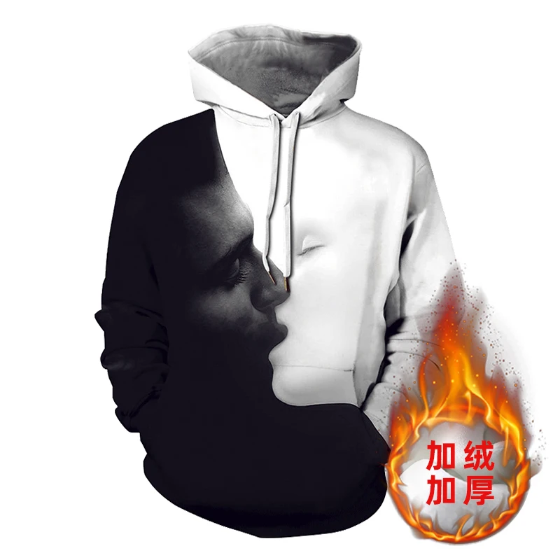 

2021 New Men 3D Loose Hoodies Winter Thick Warm Add Wool Fleece Zipper Hoodies Coat Sportwear Male Streetwear Sweatshirts Women