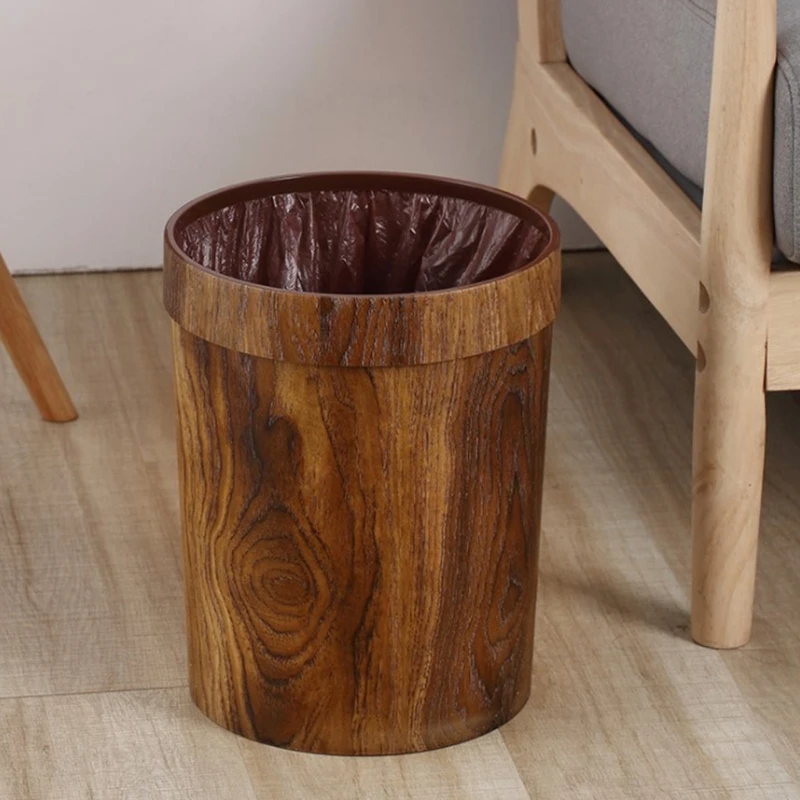 

2021 New Household Retro Round Trash Can Home Bucket Garbage Bin Hotel Living Room Office