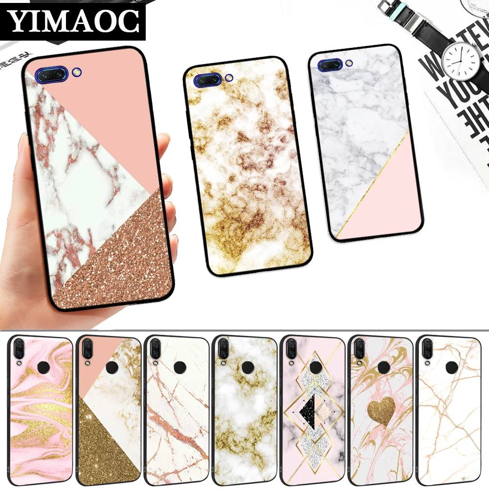 Granite Gold Marble Texture Silicone Soft Case for Huawei Honor 6A 7A Pro 7C 8 8X 8C 9 9X Lite Note 10 20 |