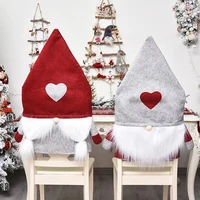 christmas gnome love heart santa pointed hat chair cover home party dining decor dinner table decoration new year decor