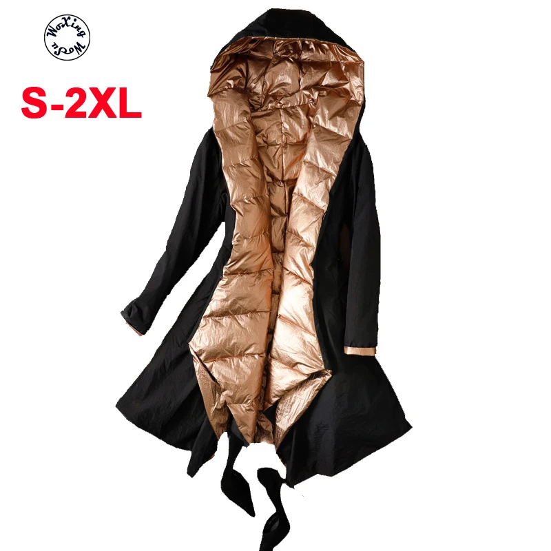 

2021 Europe and the United States irregular thickening slim body warm two sides down jacket S to 2XL