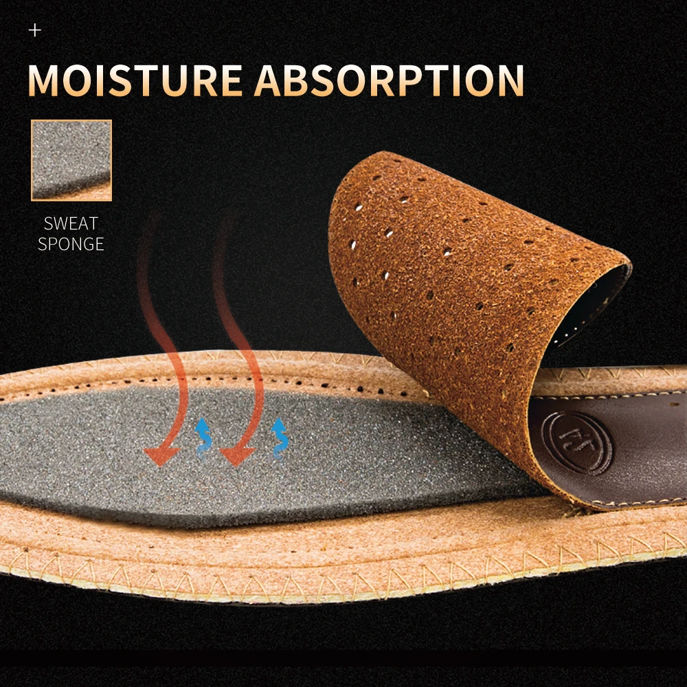 

FootMaster New Business Men Cowhide Insoles For Leather Shoes Bamboo Deodorant Shoe Pad Shock Absorption Sole Comfortable Foot