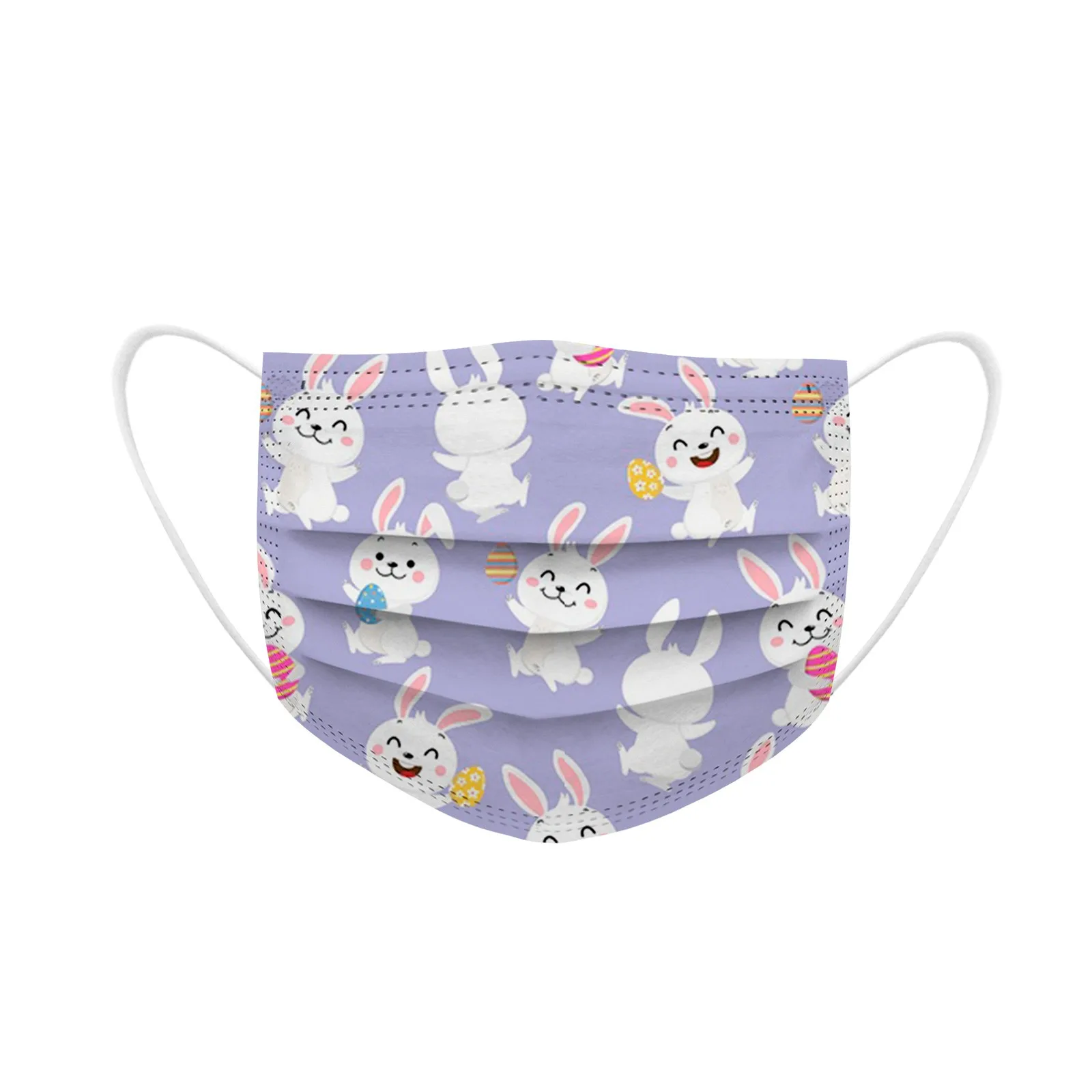 

50pcsAdult Easter Eggs Bunny Rabbit Printing Three Layer Protective Breathable Mask Women Soft Fabric Mask masque adulte jetable
