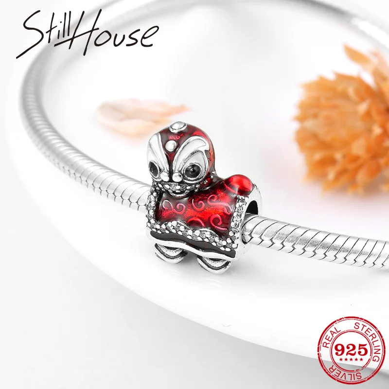 Китайский традиционный танец льва серебро 925 пробы модные бусины подходят к