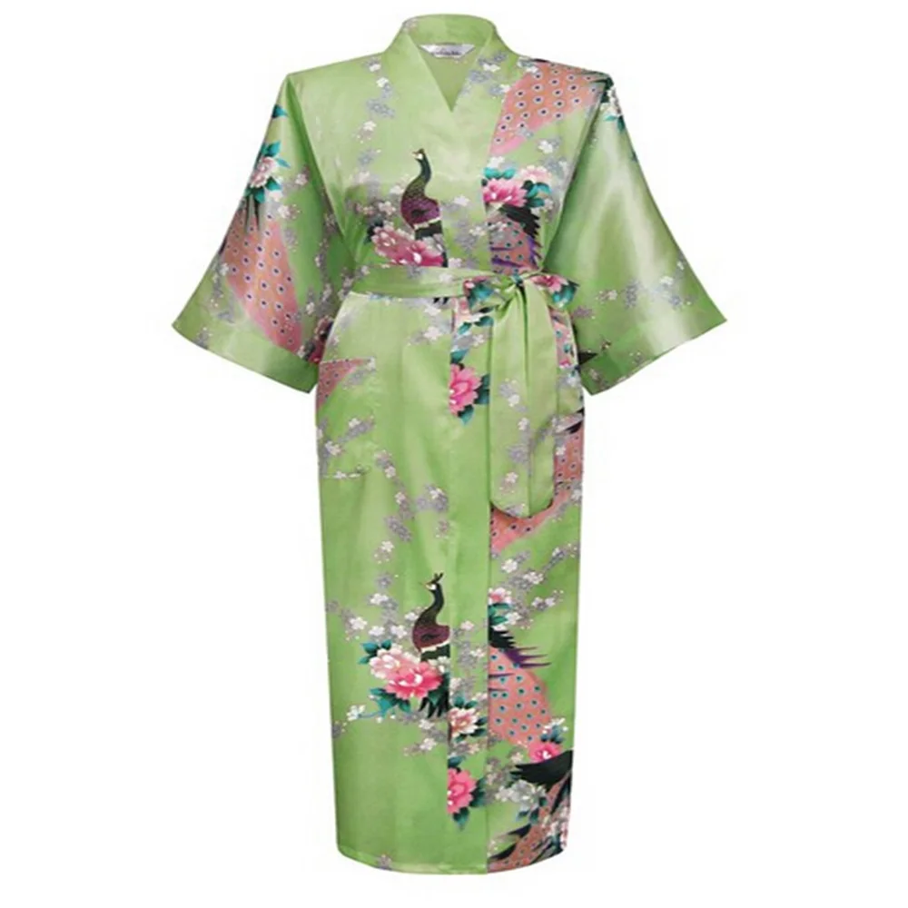 

Hot Sale Plus Size Sexy Lingerie Women's Satin Robe Gown Long Style Loungewear Kimono Flower S-XXXL