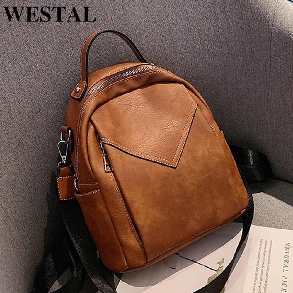 

WESTAL Small Women's Backpack PU Leather School Bag for Teenager Girls Fashion Daypack Mini Satchel Bag Women Back Bag 1222