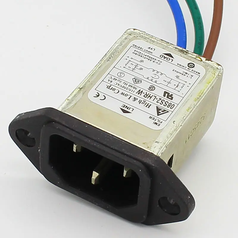 Фото Монтажный 3 контакта ac Розетка 8A EMI фильтр 115/250VAC 8A 50/60Hz High & Low Corp. EMI разъем фильтра питания №2