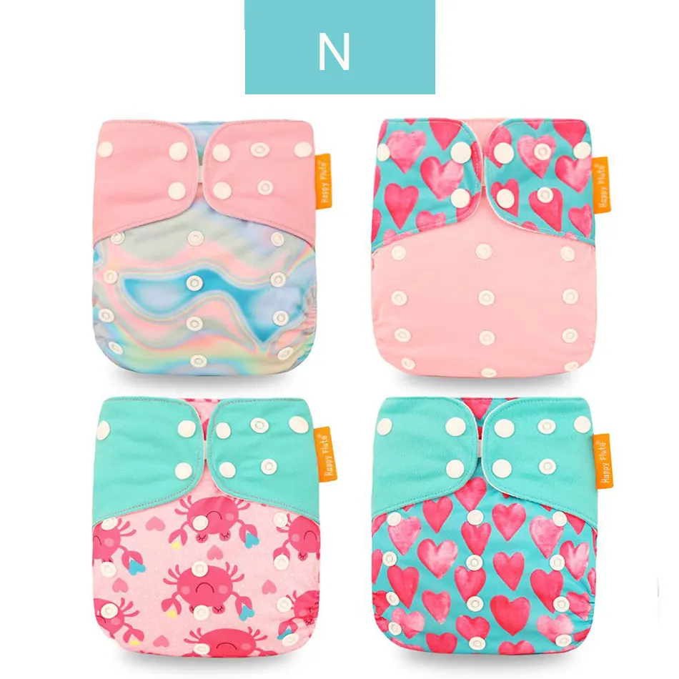 N only diaper Happyflute 4 шт./компл. моющиеся экологически чистые тканевые подгузники; регулируемый пеленки Многоразовые подгузники из ткани подходит 0-2years, на Возраст 3-15 кг для малышей - Цвет: N only diaper
