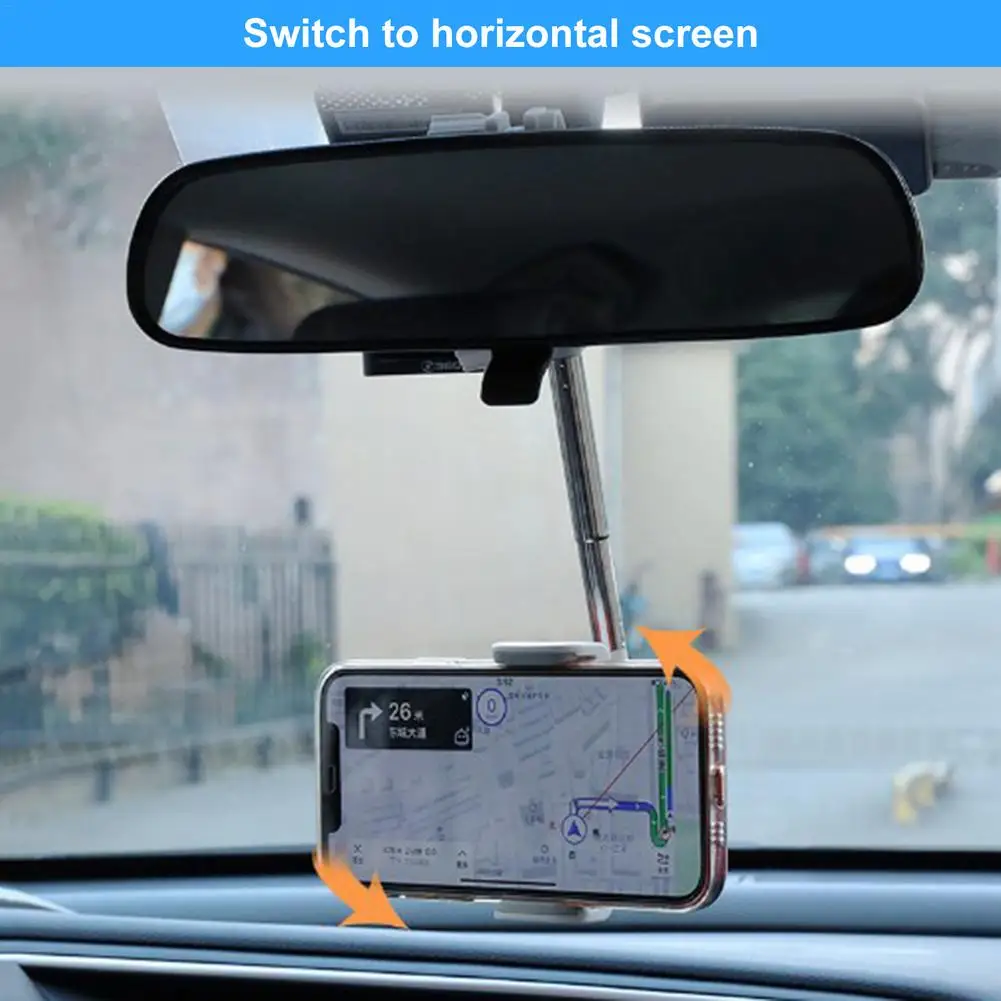 

Car Rearview Mirror Mount Phone Holder Universal 360 GPS Smartphone Car Phone Holder Adjustable Support Rear Headrest Stand