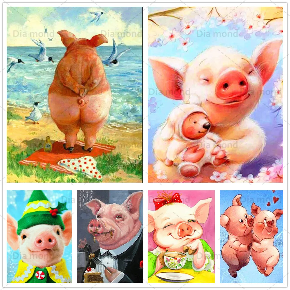 

5D Diy Diamond Painting Cartoon Pig Diamond Embroidery Animal Kits for Child Full Square Round Drill Home Decor Mosaic Art Gift