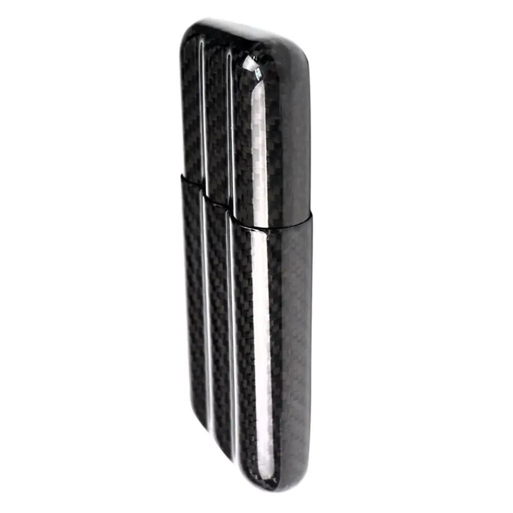 

Real Carbon Fiber 3 Tube Cigar Case Travel Holder In Gift Box